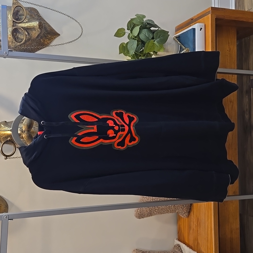Psycho Bunny Black Patchin Bunny Pullover Hoodie 4XL Like New!